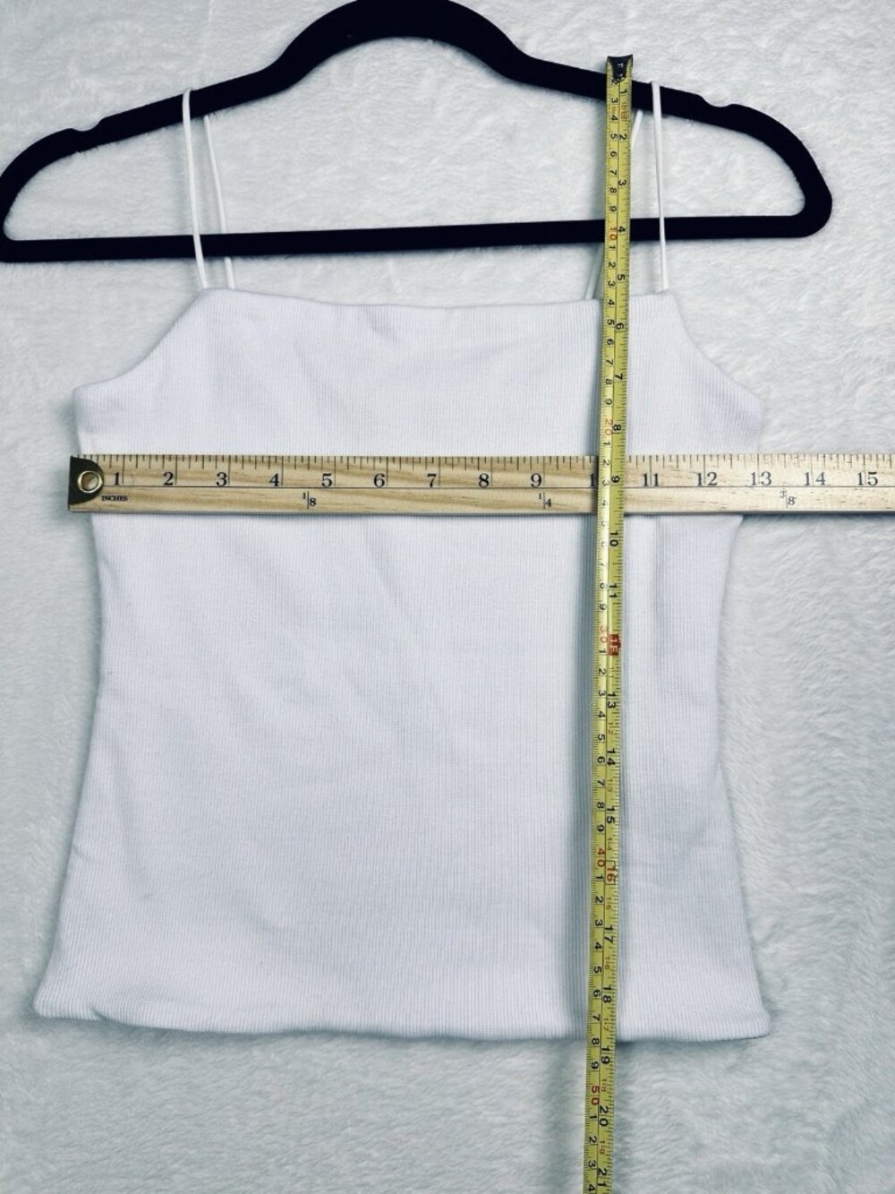 Madewell White Ribbed Square Neck Tank Top Small Spaghetti Strap Fitted NWT - Picture 6 of 8